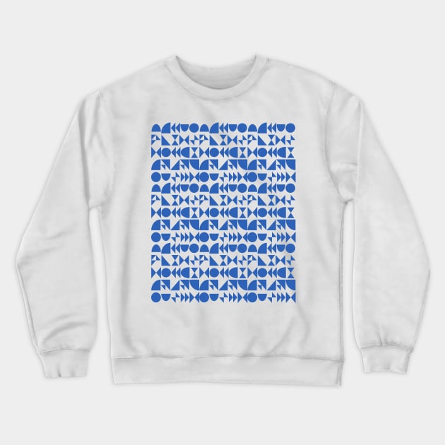 Fun Shapes Pattern in Cobalt Blue Crewneck Sweatshirt by ApricotBirch